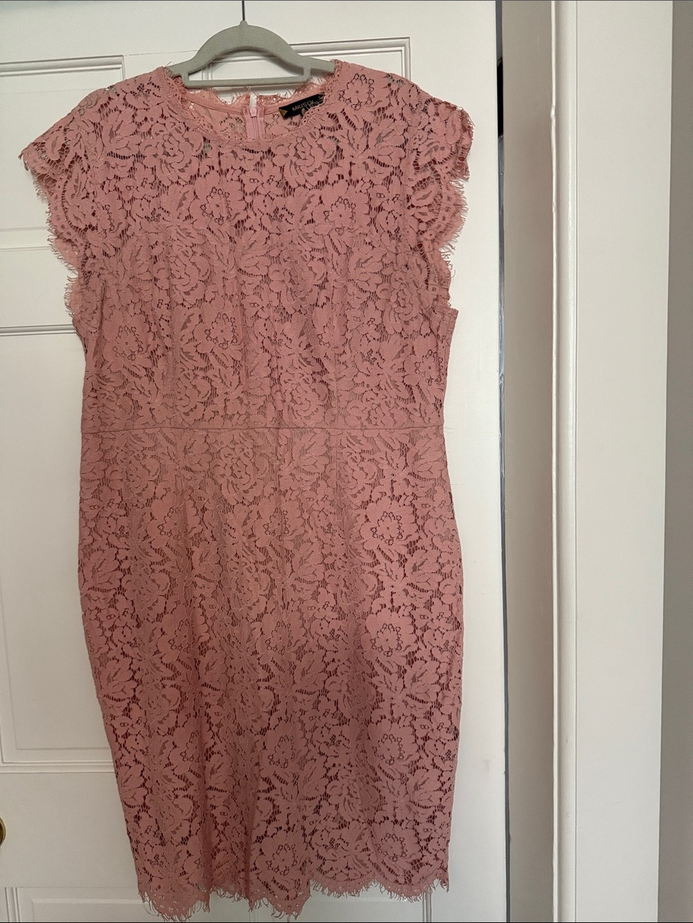 Blush Pink Lace Midi Dress by Unknown